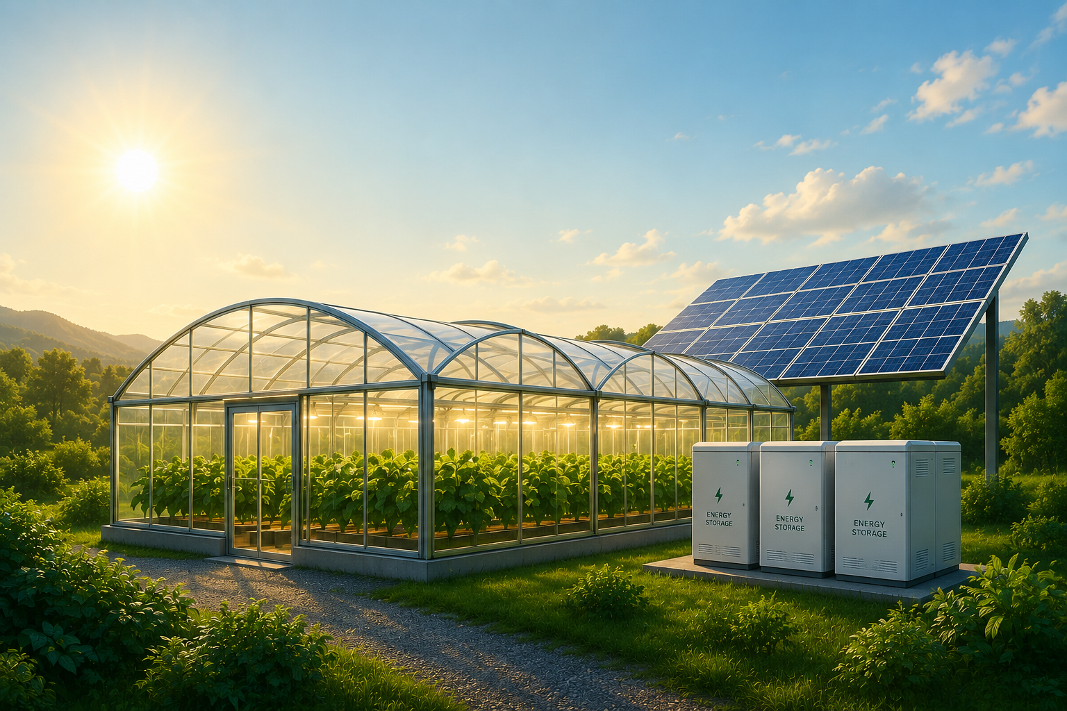 Premium solar-powered greenhouse installation